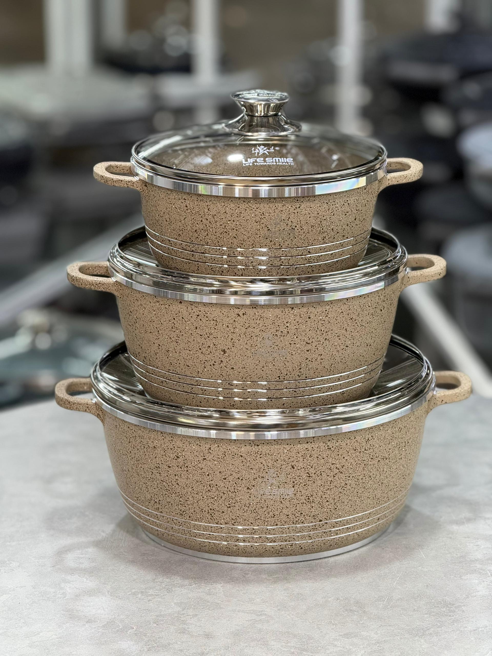 ست قابلمه دمه دستی سه تیکه گرانیتی لایف اسمایل