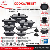 سرویس قابلمه ۱۴ پارچه مربعی لایف اسمایل مدل SPHM-S-GL-14N